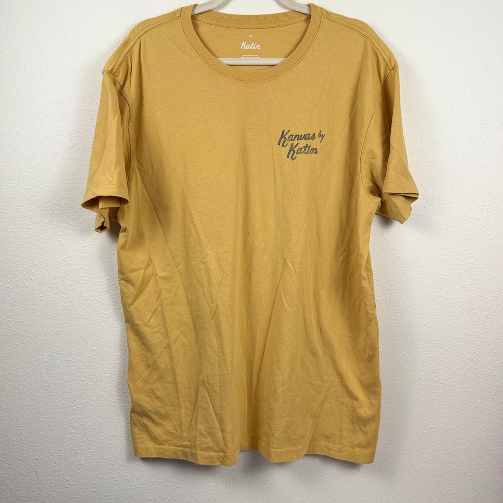 Katin Men's XL Organic Cotton Graphic T-Shirt Mustard Yellow‎ Kanvas Surf Beach